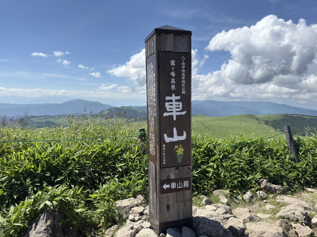ニッコウキスゲが描かれた車山山頂の標柱