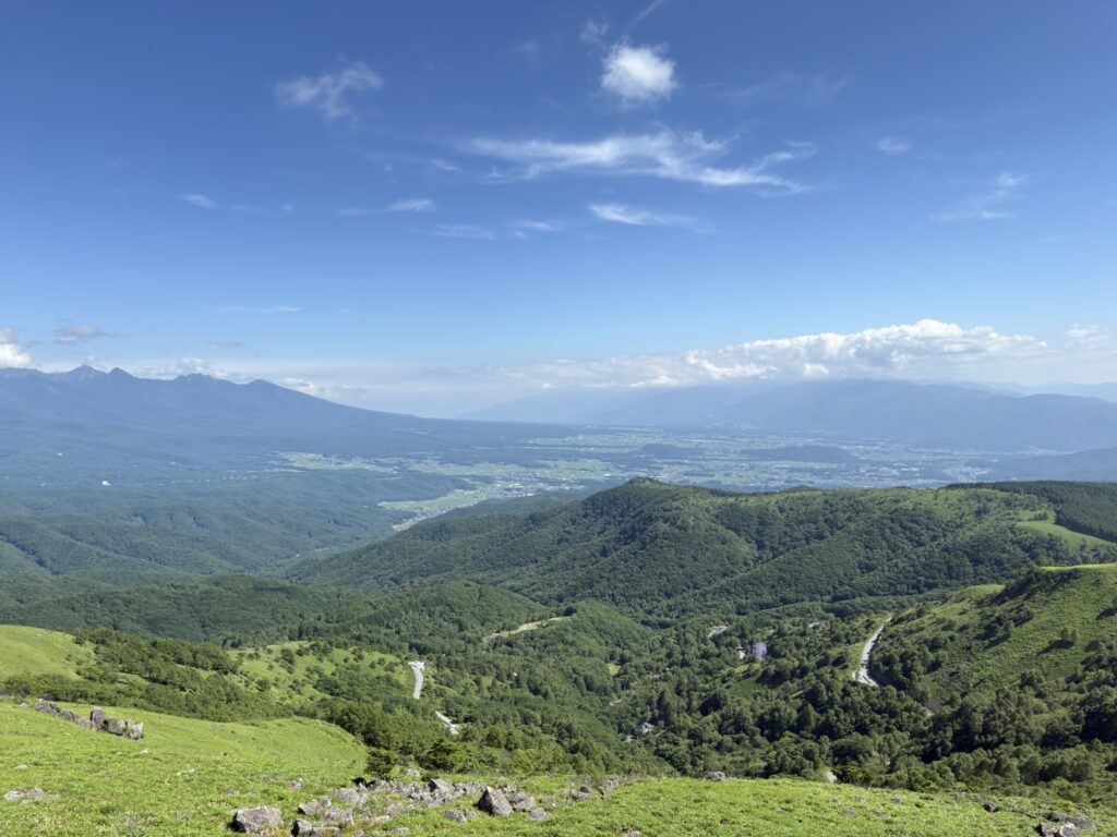 車山山頂から見る、八ヶ岳と南アルプスの眺め