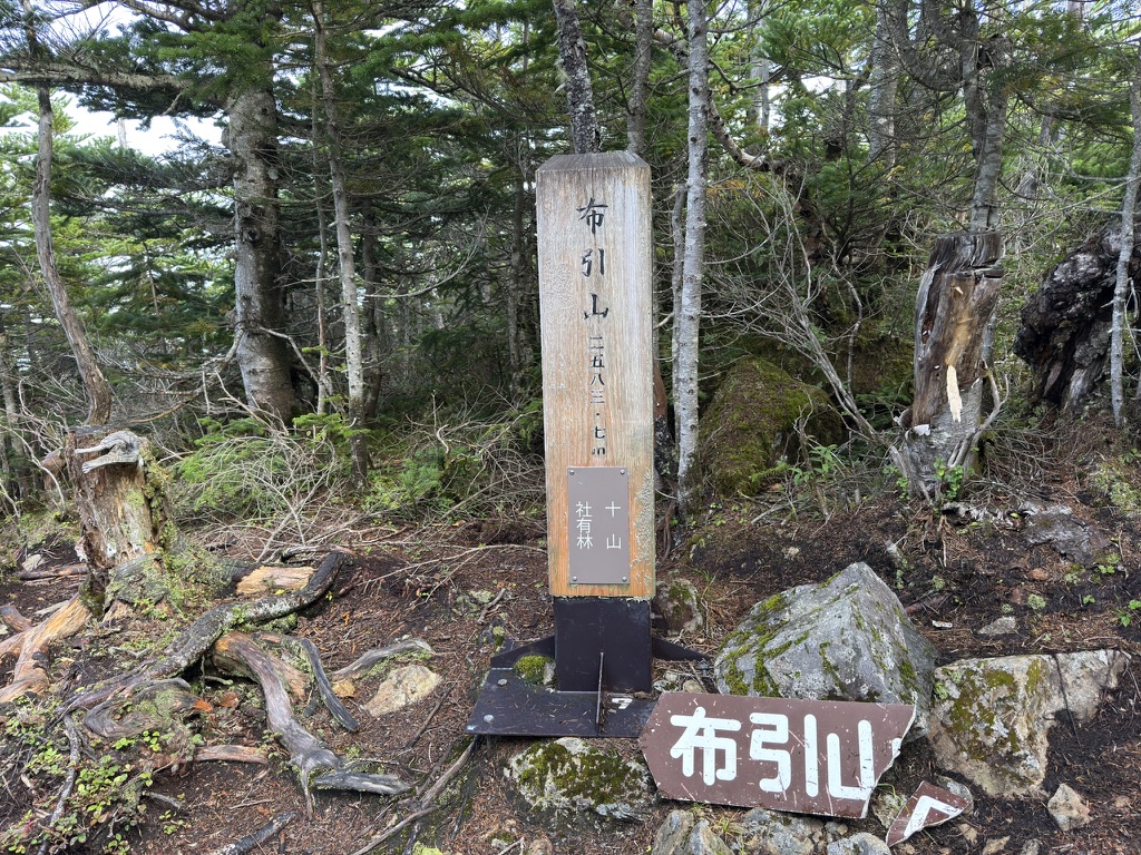 明るい時の標柱もパチリ（布引山山頂付近で撮影）