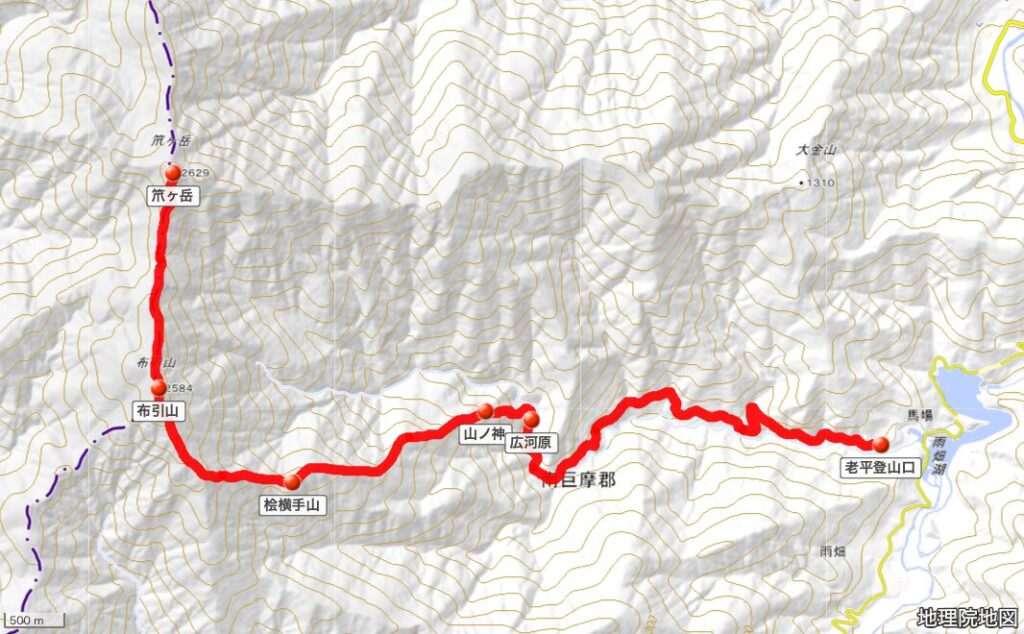 笊ヶ岳登山ルートMAP