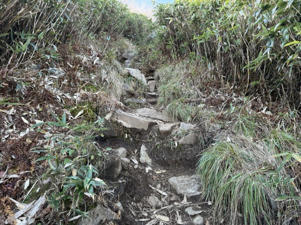 急登が40分ぐらい続く。。(六弥勒から高妻山山頂の間で撮影)