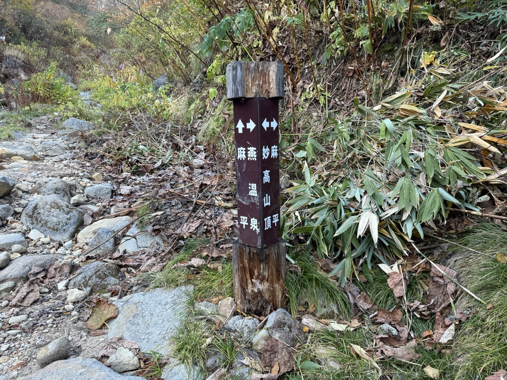 燕温泉から麻平を経由してもここに着きます（湯道分岐で撮影）