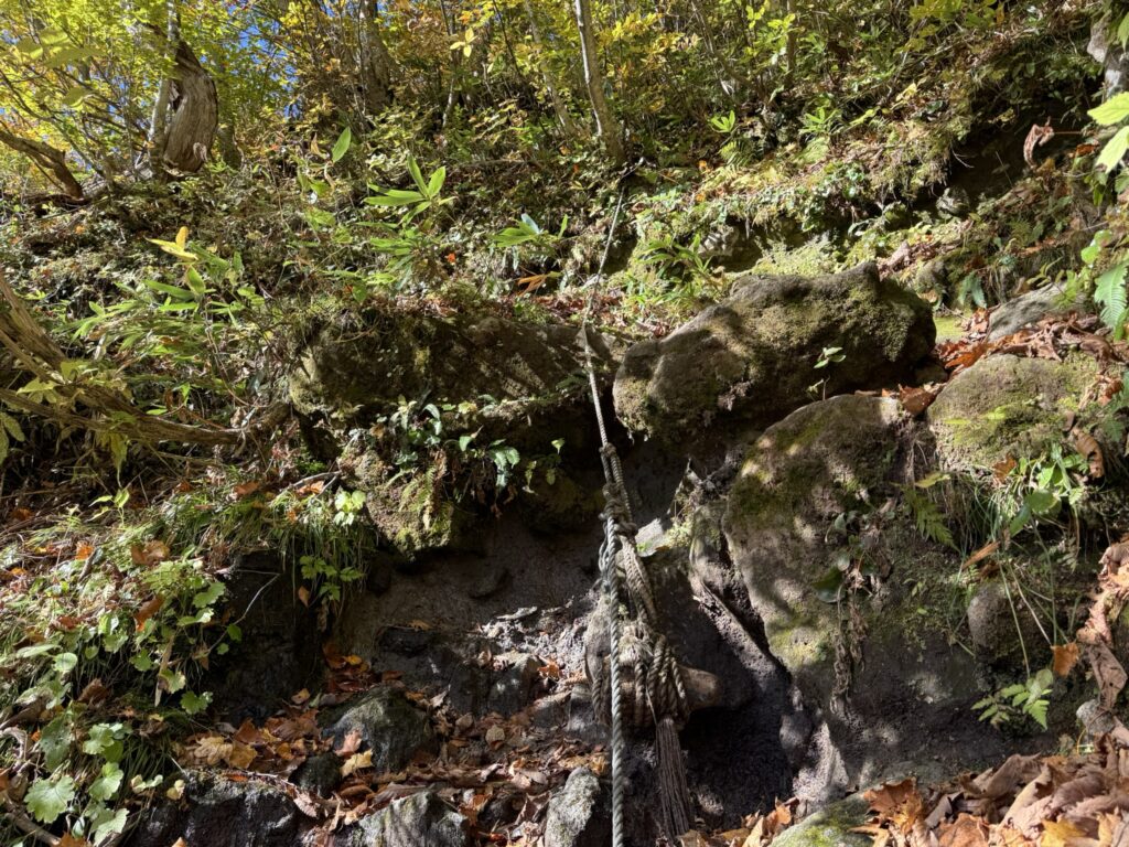 岩は苔むしていて、滑りやすいので注意です⚠️（長助池から燕温泉の間で撮影）