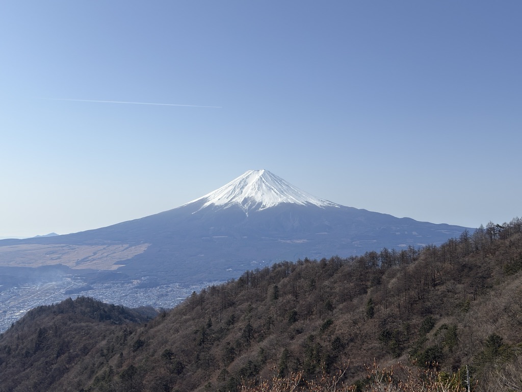 三つ峠山荘から眺める富士山