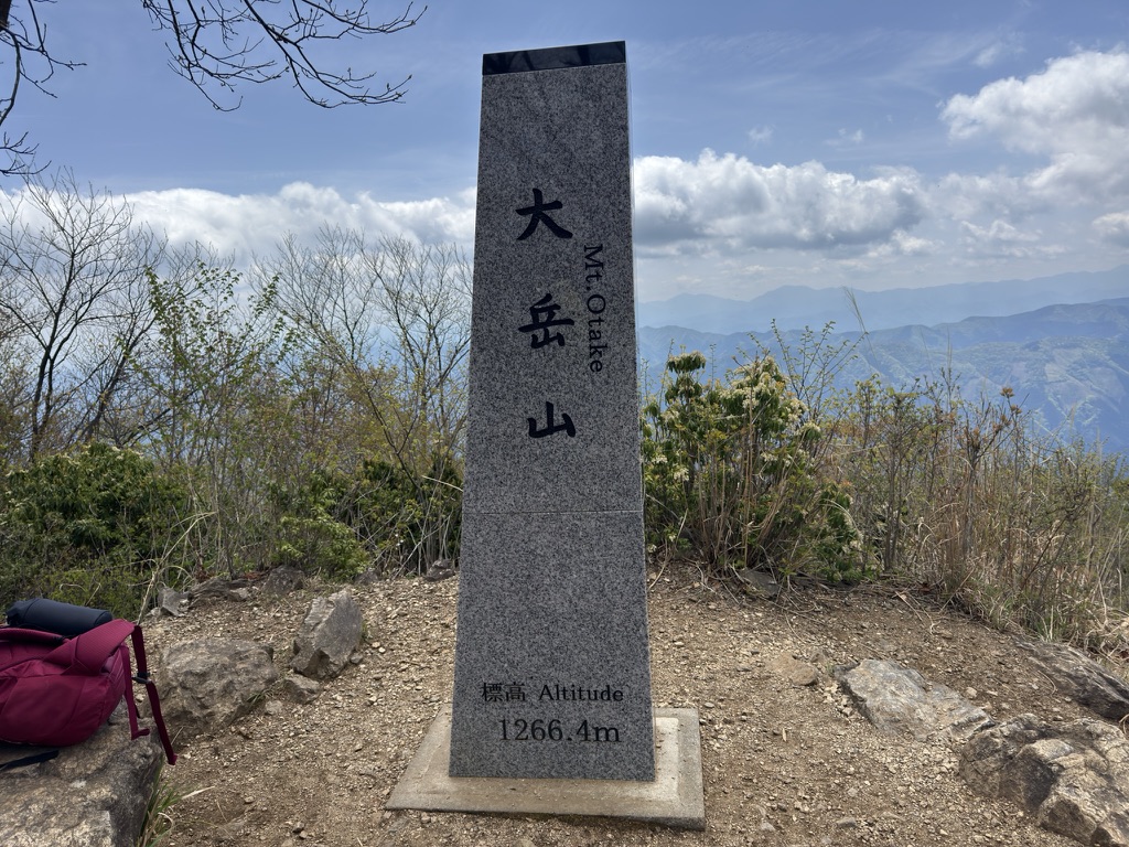 大岳山・標高1266ｍ（大岳山山頂で撮影）
