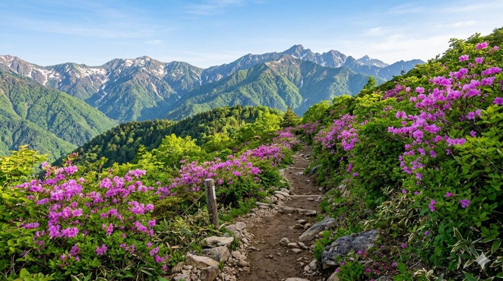 「麓よりも開花は遅い」覚えておきましょう！　登山道脇に咲くツツジ　※画像はAIで生成したものです