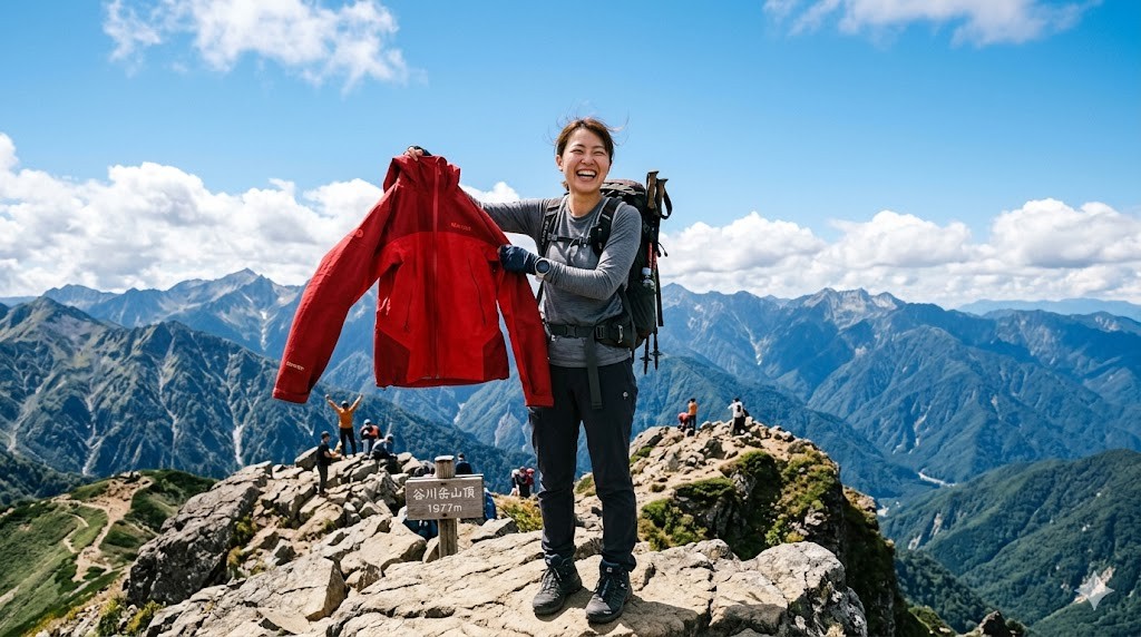 レインウェアがあれば安心して登山が楽しめます！　※画像はAIで生成したものです