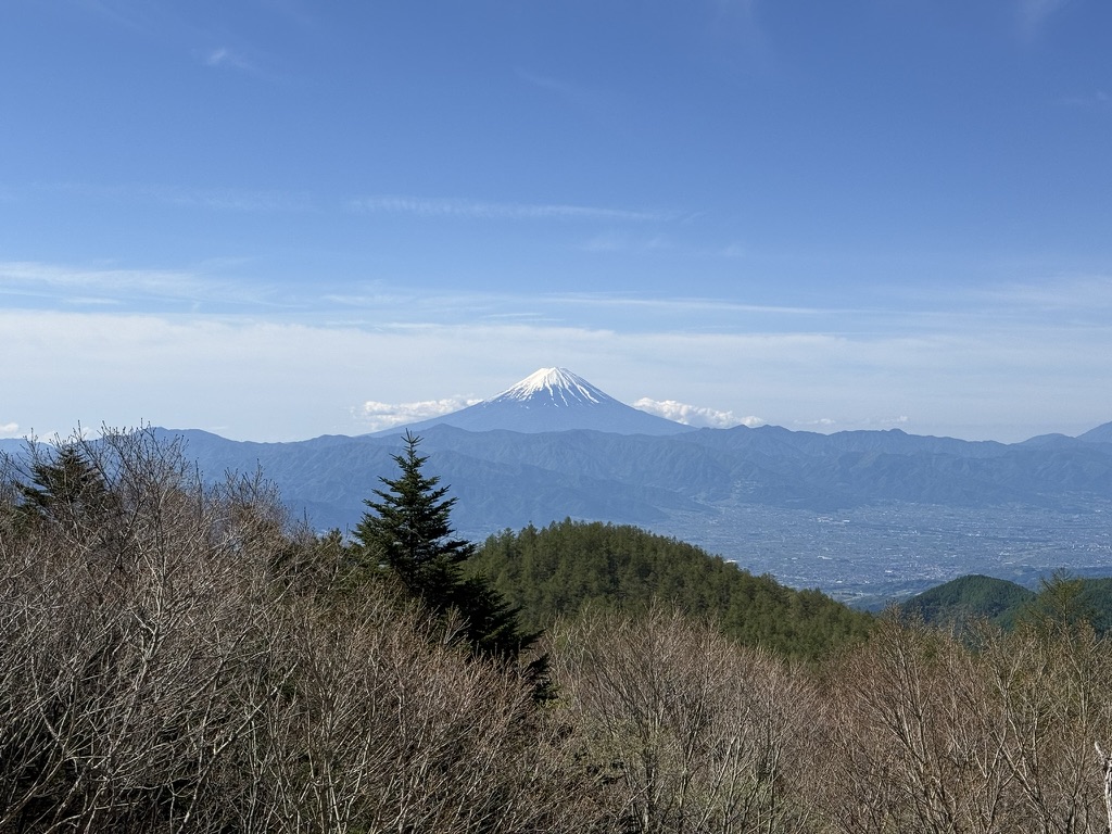 振り返ったら富士山（国師ヶ原から扇平の間で撮影）