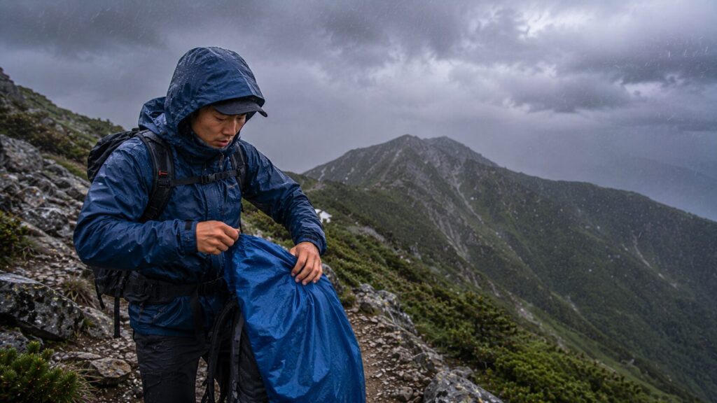 雨から体や荷物を守りましょう
