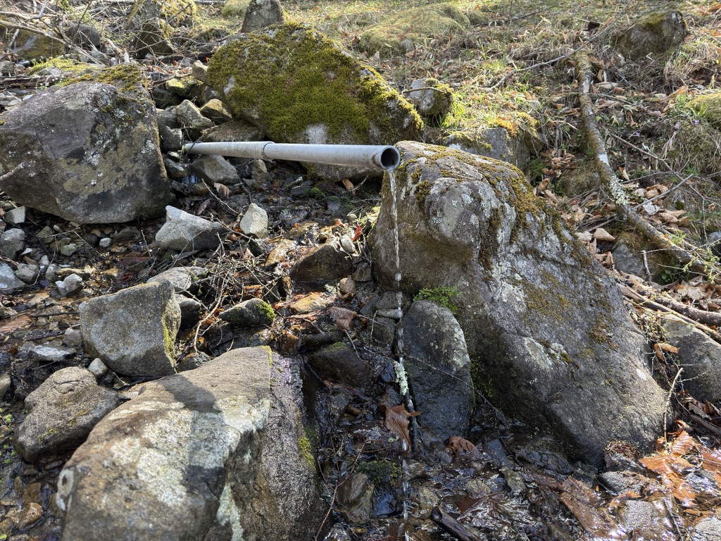 錦晶水・水量豊富　冷たくて美味い！（乾徳山登山口から国師ヶ原の間で撮影）