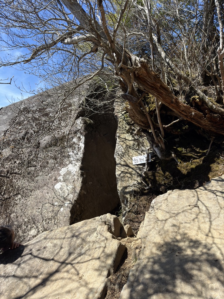 真っ二つに割れた「髭剃岩」