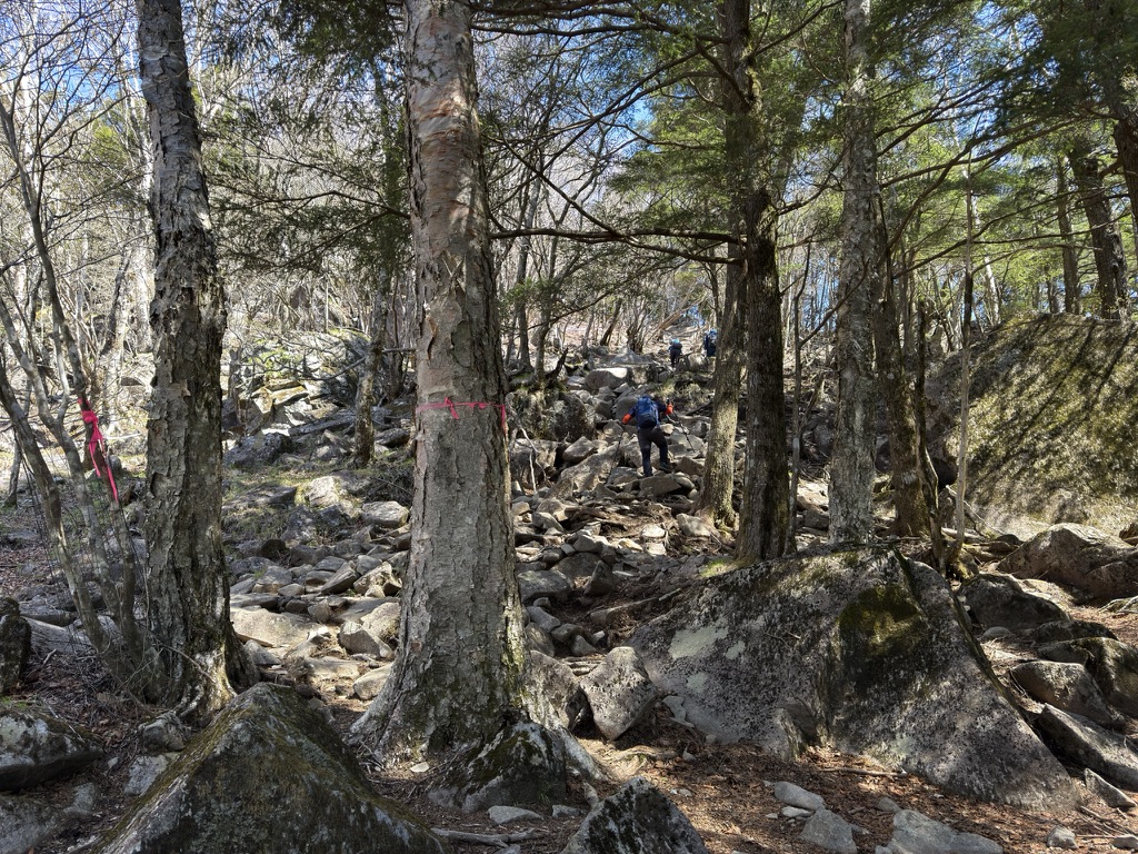 岩も人も多くなってきました（扇平から乾徳山頂の間で撮影）