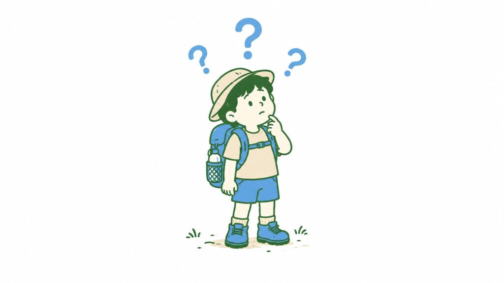 高山病の疑問について考える登山者のイラスト（よくある質問）