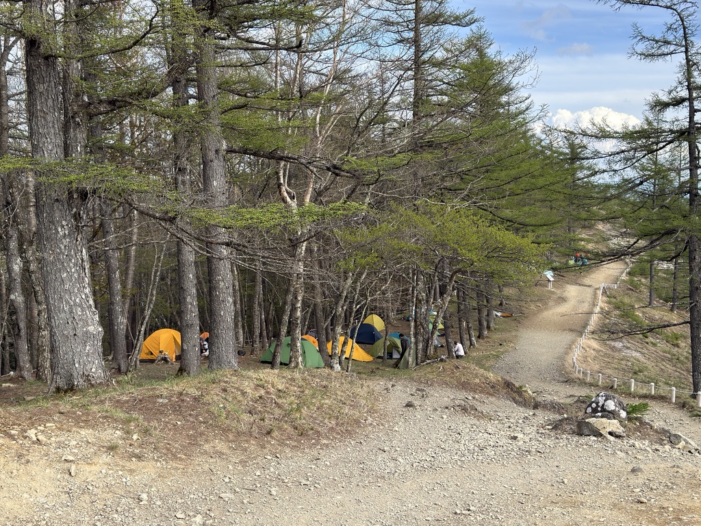 完全予約制の五十人平野営場 平坦なスペースは早い者勝ちです