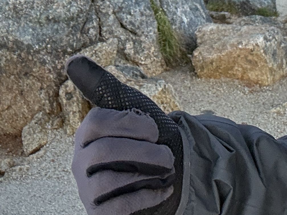 甲斐駒ヶ岳の山頂で着けていた夏用のメッシュグローブ。甲の部分が網目になっている