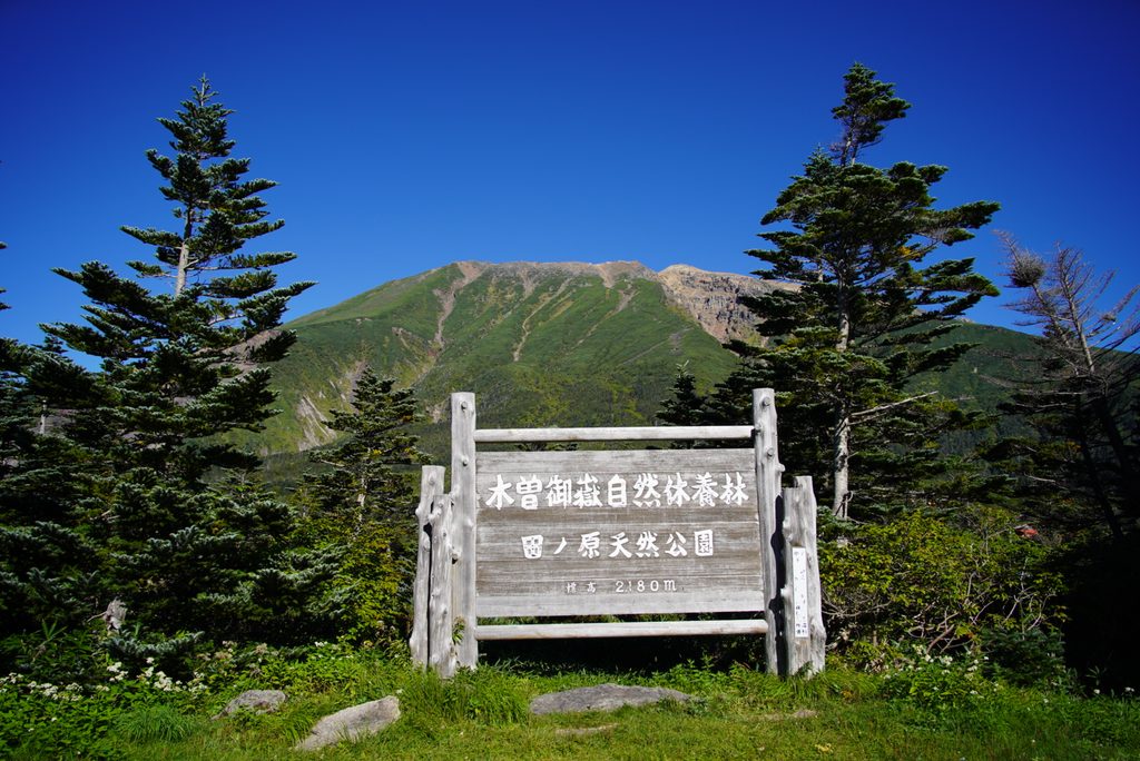 田の原から見上げた御嶽山。ここから剣ヶ峰へ向かいました