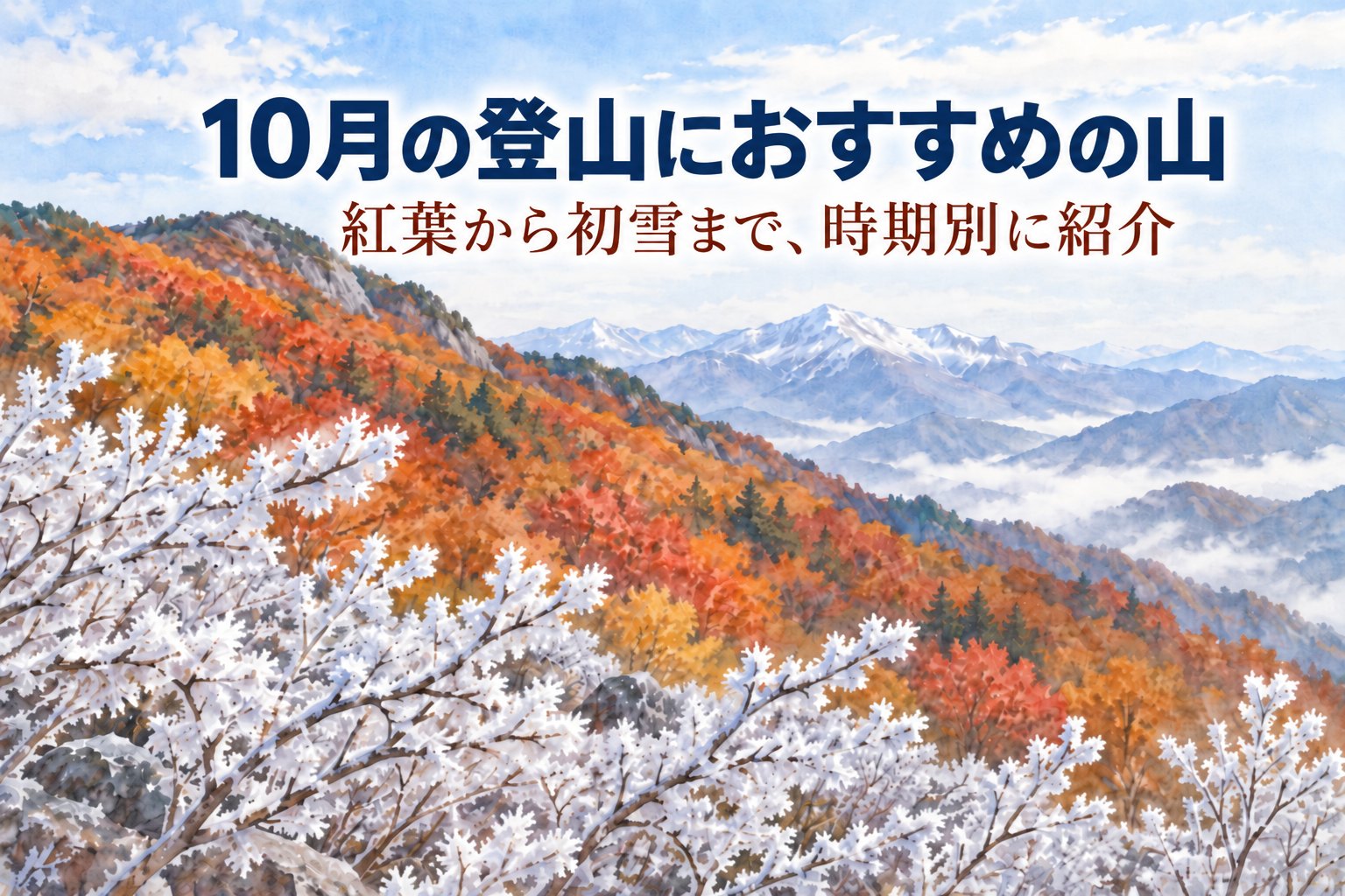 10月の登山におすすめの山｜手前は霧氷、その向こうは紅葉の斜面